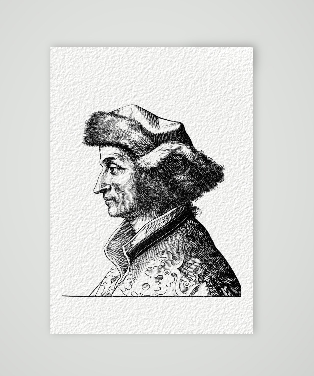 Sebastian Brant, Dichter des Narrenschiffs – Holzstich, Kunstdruck auf Hahnemühle-Büttenpapier