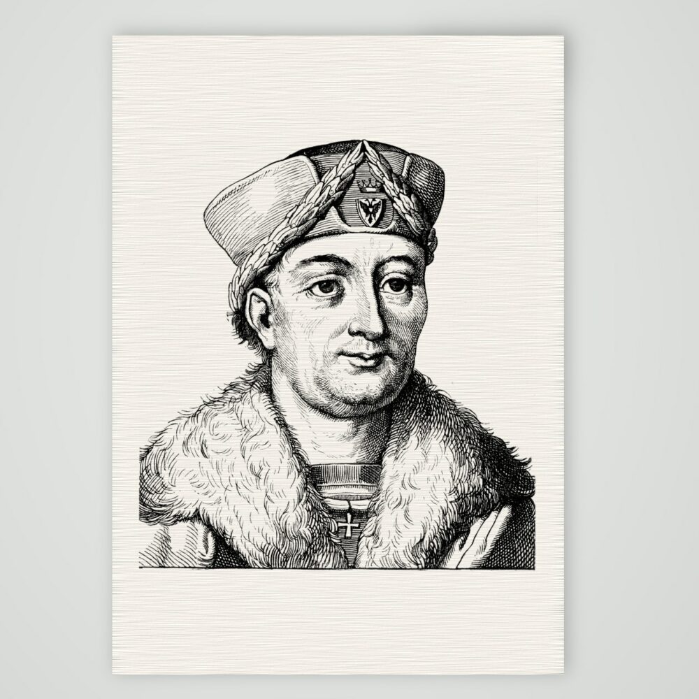Conrad Celtis, Humanist und Dichter – Holzstich, Kunstdruck auf Leinenpapier