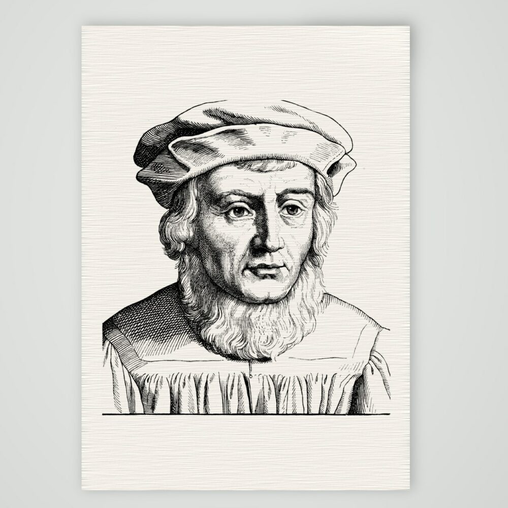 Johannes Aventinus, Geschichtsschreiber – Holzstich, Kunstdruck auf Leinenpapier