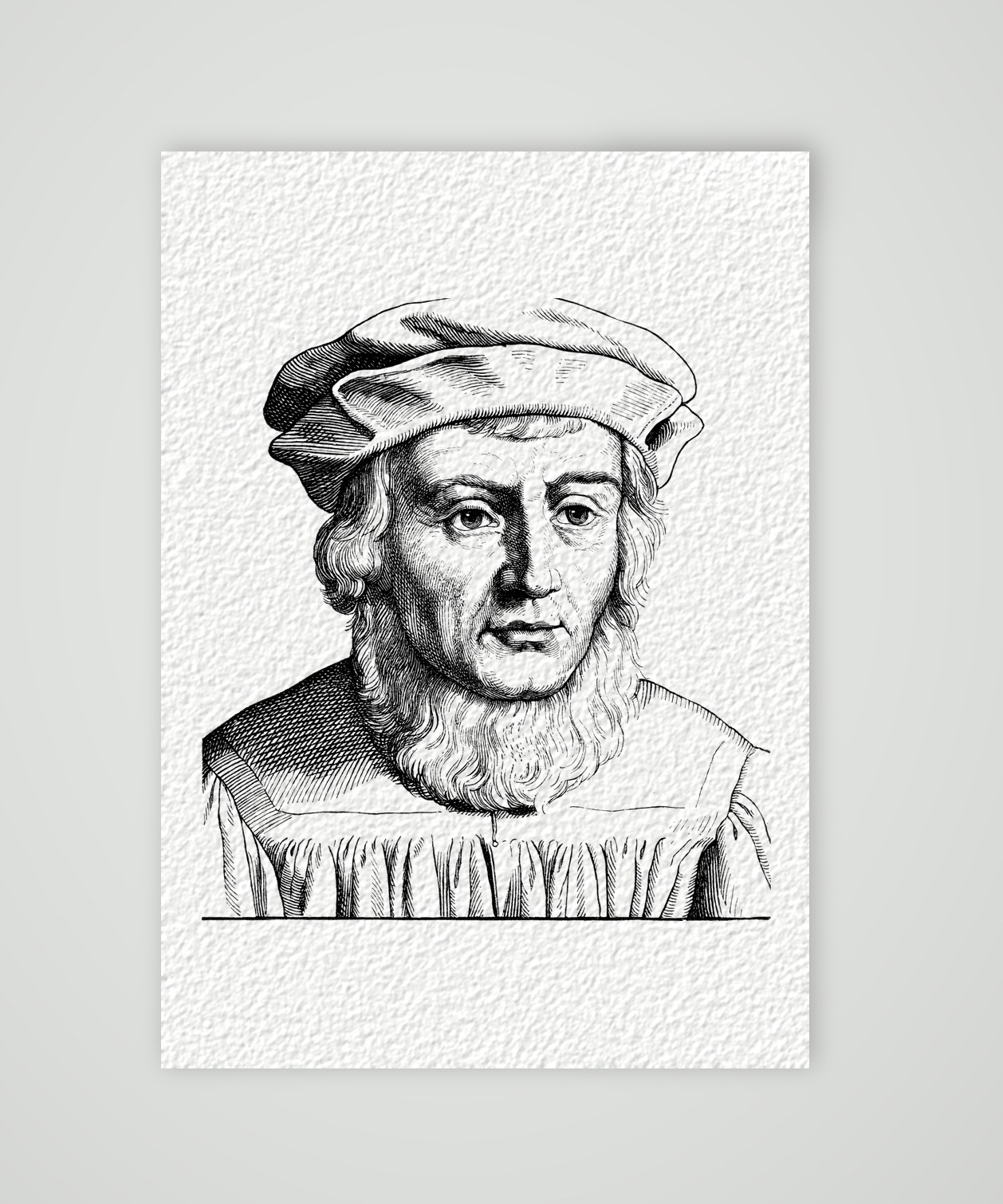 Johannes Aventinus, Geschichtsschreiber – Holzstich, Kunstdruck auf Hahnemühle-Büttenpapier