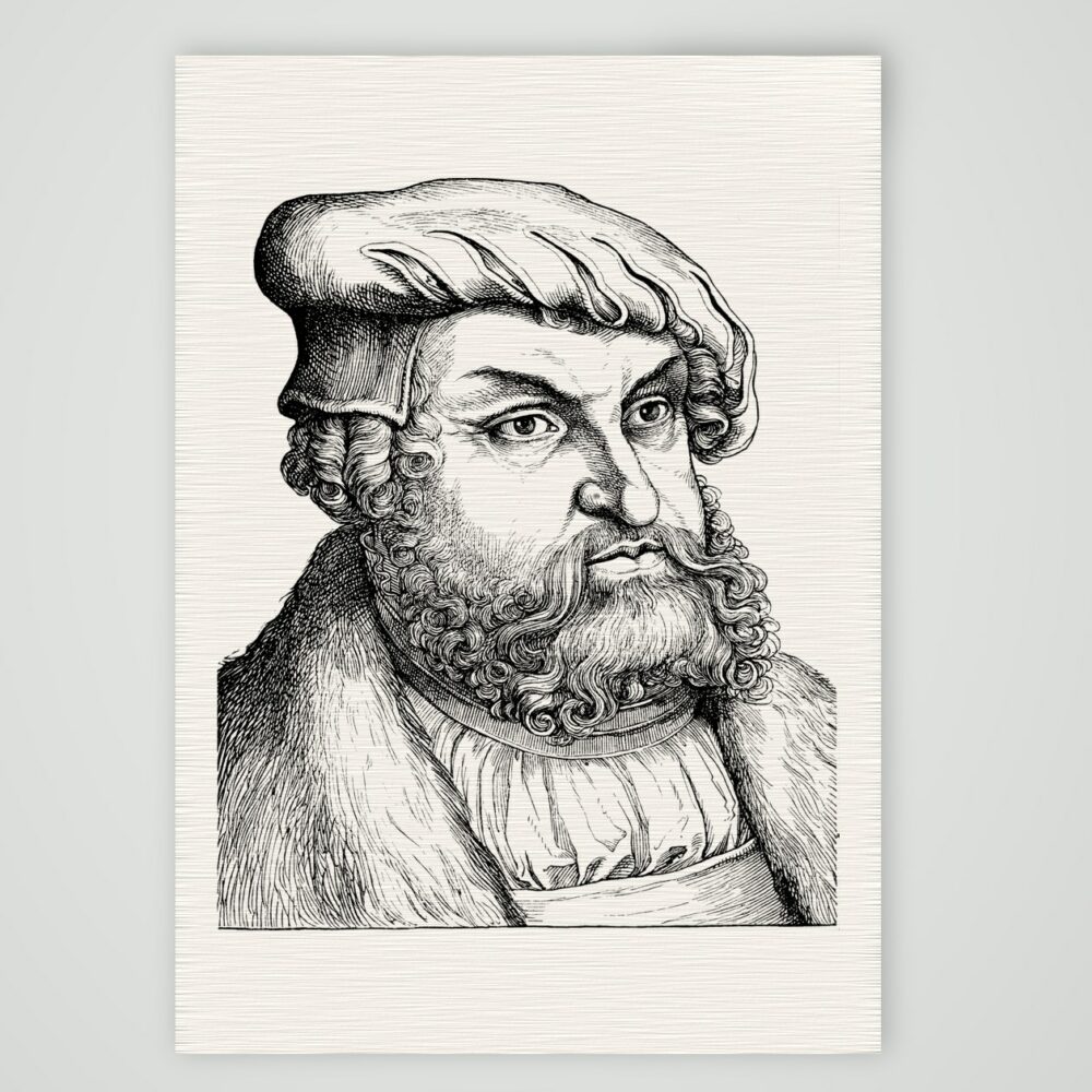 Johann der Beständige, Kurfürst von Sachsen – Holzstich, Kunstdruck auf Leinenpapier