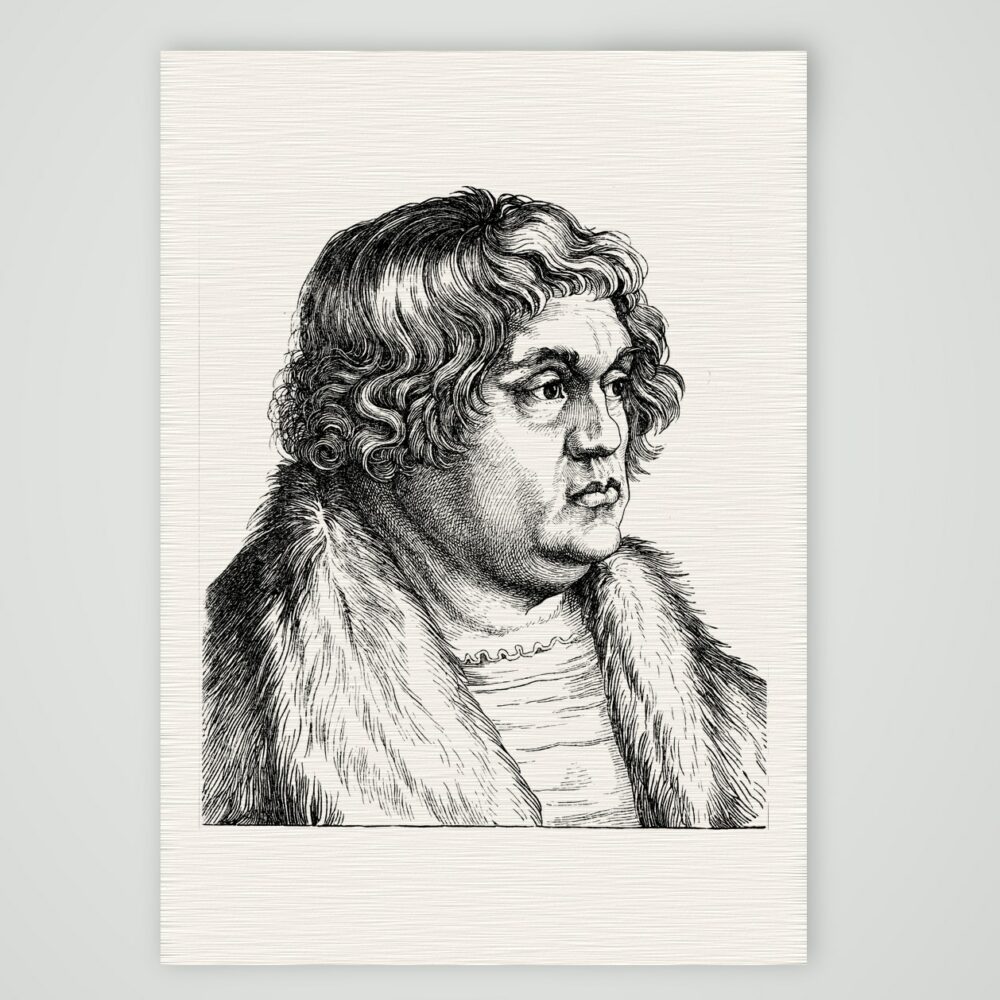 Willibald Pirckheimer, Nürnberger Humanist – Holzstich, Kunstdruck auf Leinenpapier
