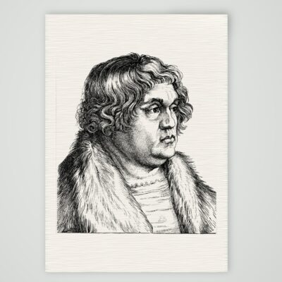 Willibald Pirckheimer, Nürnberger Humanist – Holzstich, Kunstdruck auf Leinenpapier