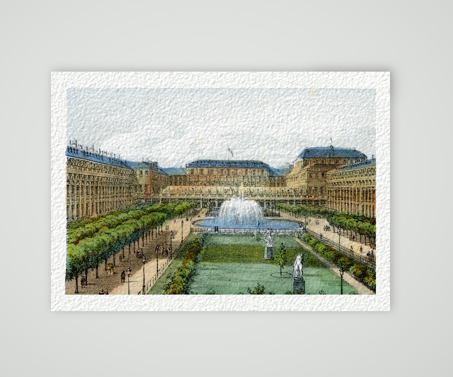 Paris, Jardin du Palais Royal – Lithografie, Kunstdruck auf Hahnemühle-Büttenpapier