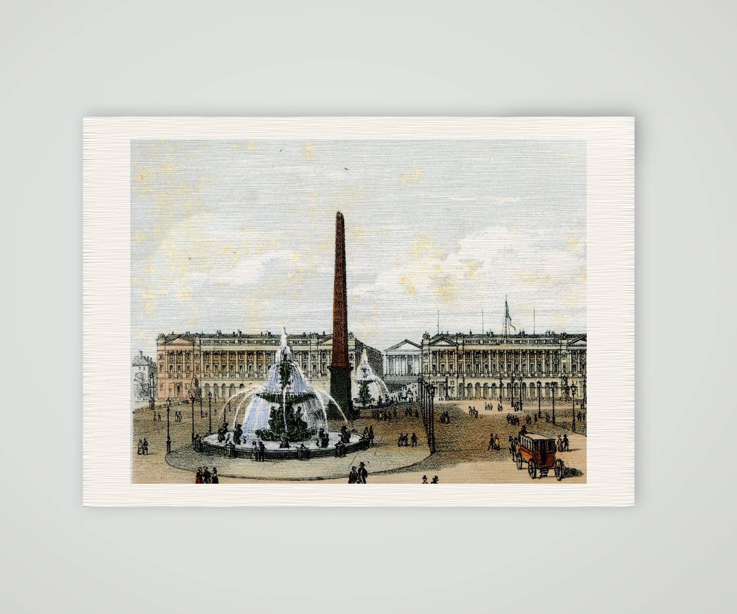 Paris, Place de la Concorde mit dem Obelisken – Lithografie, Kunstdruck auf Leinenpapier