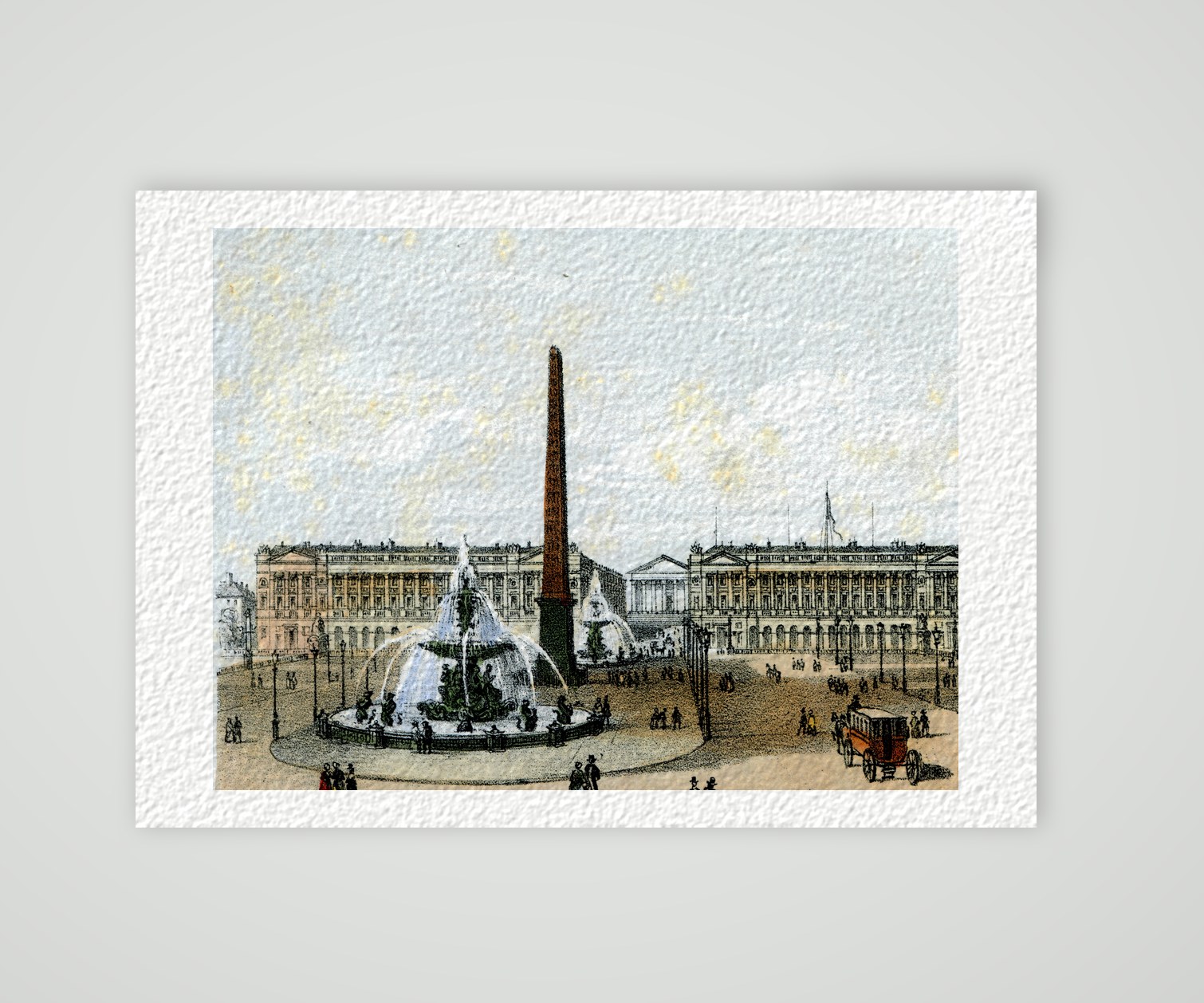 Paris, Place de la Concorde mit dem Obelisken – Lithografie, Kunstdruck auf Hahnemühle-Büttenpapier