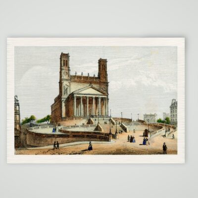 Paris, die Kirche Saint-Vincent-de-Paul – Lithografie, Kunstdruck auf Leinenpapier