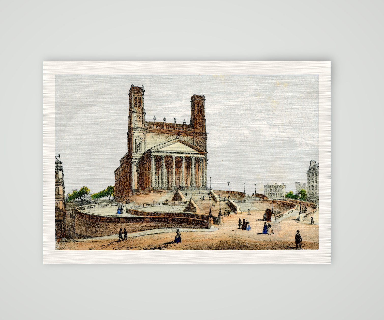 Paris, die Kirche Saint-Vincent-de-Paul – Lithografie, Kunstdruck auf Leinenpapier