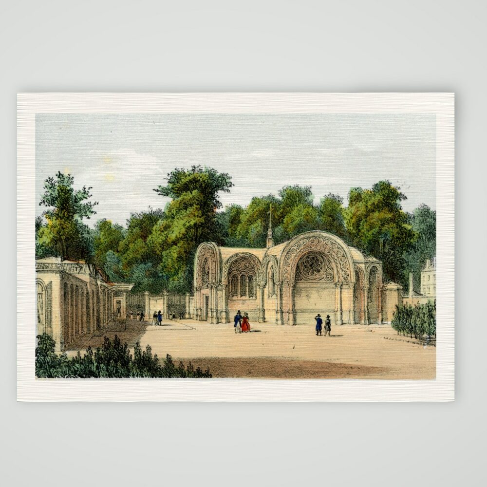 Neuilly, die Kapelle Saint-Ferdinand – Lithografie, Kunstdruck auf Leinenpapier