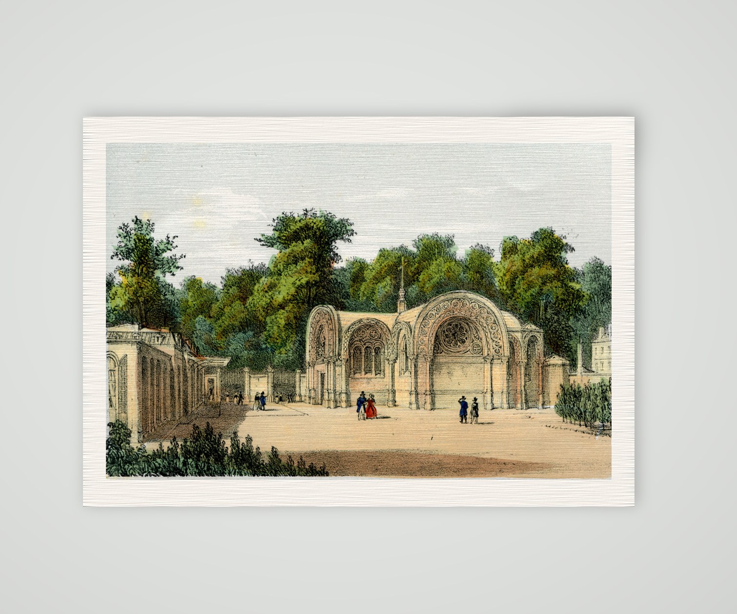 Neuilly, die Kapelle Saint-Ferdinand – Lithografie, Kunstdruck auf Leinenpapier