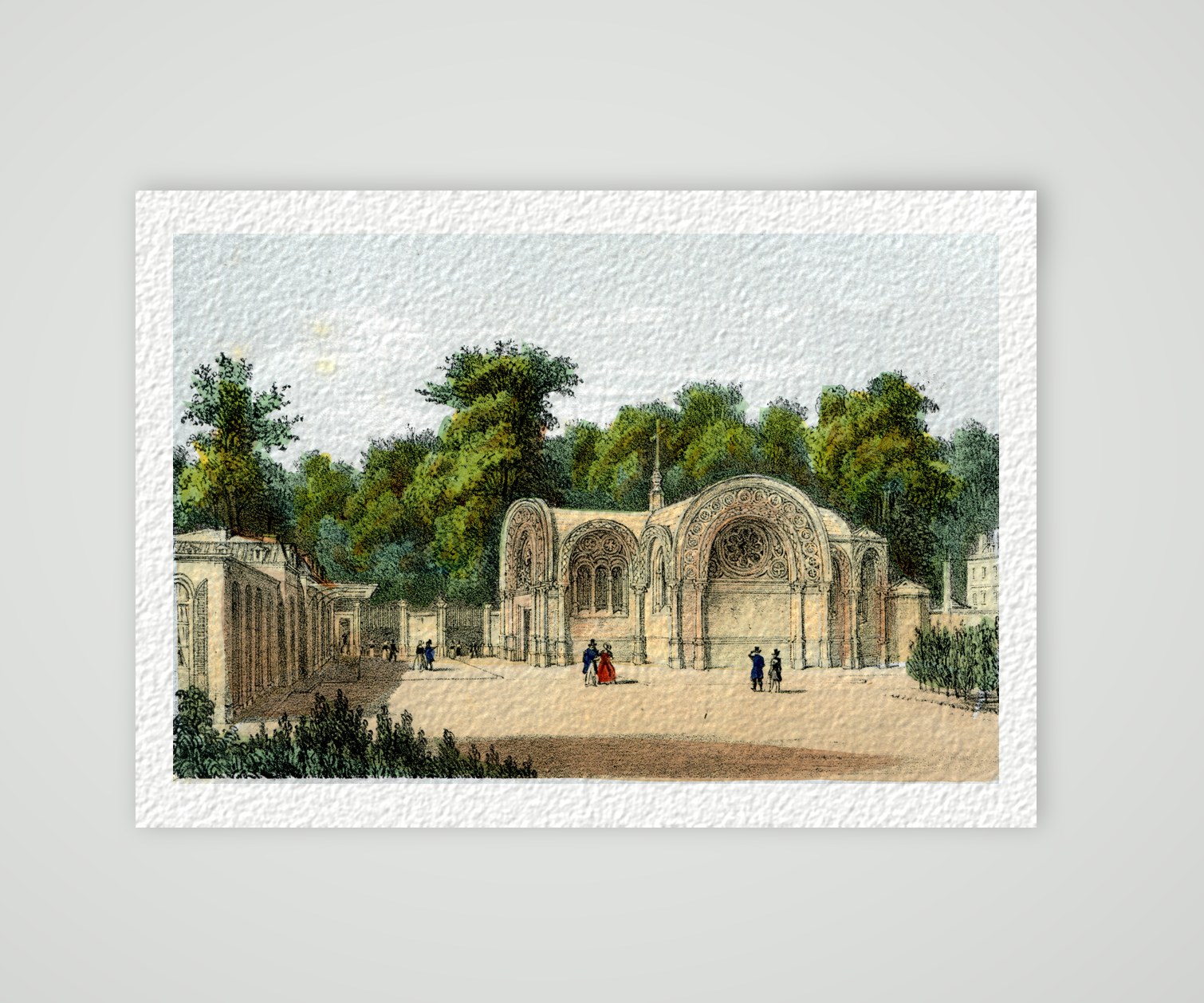 Neuilly, die Kapelle Saint-Ferdinand – Lithografie, Kunstdruck auf Hahnemühle-Büttenpapier