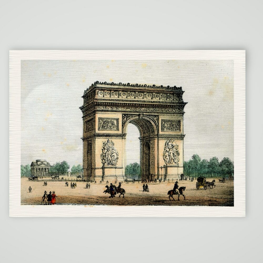 Paris, der Arc de Triomphe de l’Étoile – Lithografie, Kunstdruck auf Leinenpapier