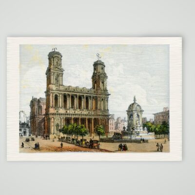 Paris, Église Saint-Sulpice – Lithografie, Kunstdruck auf Leinenpapier