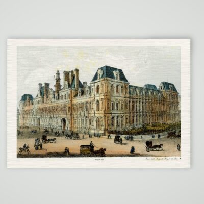 Paris, das Hôtel de Ville – Lithografie, Kunstdruck auf Leinenpapier