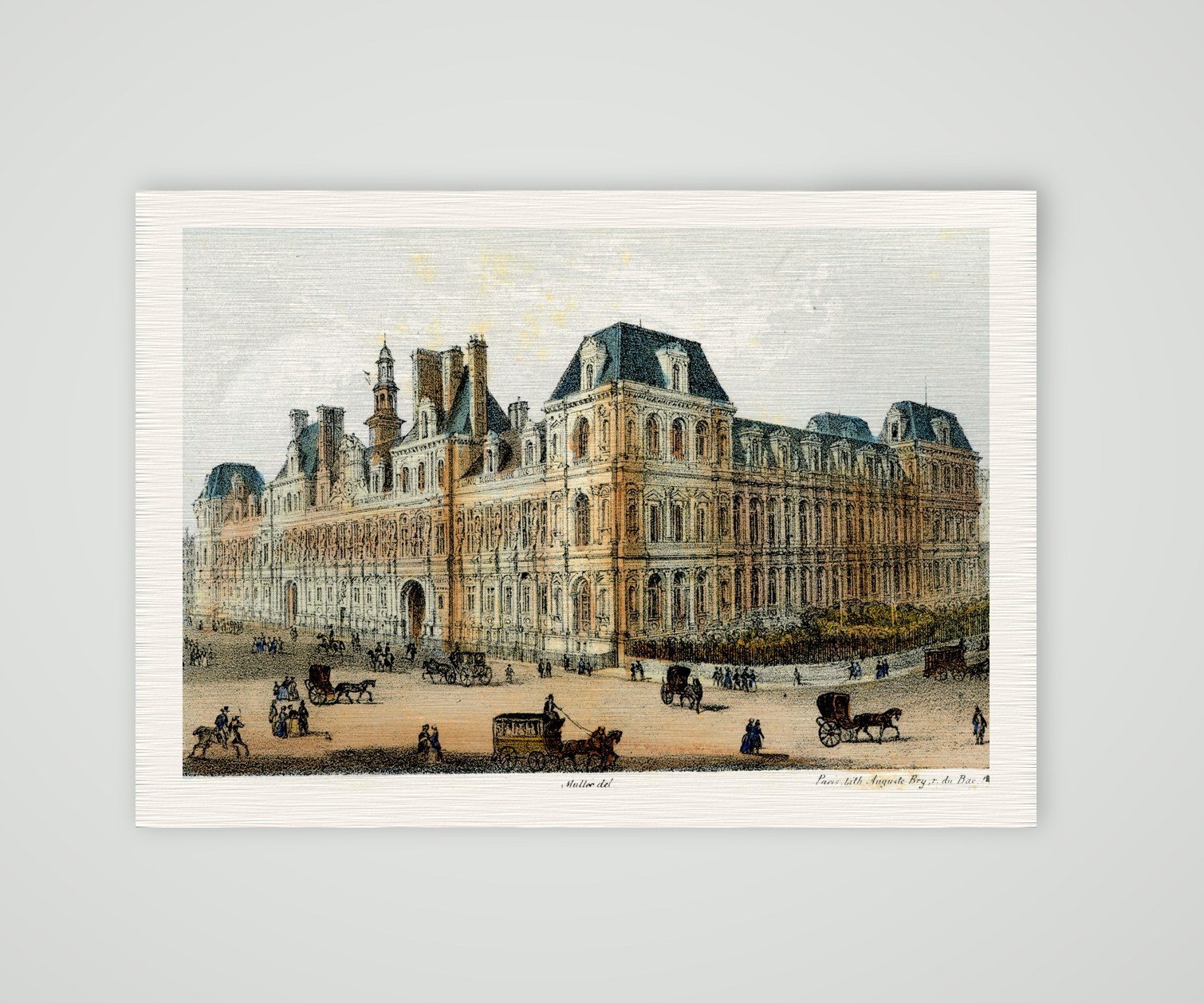 Paris, das Hôtel de Ville – Lithografie, Kunstdruck auf Leinenpapier