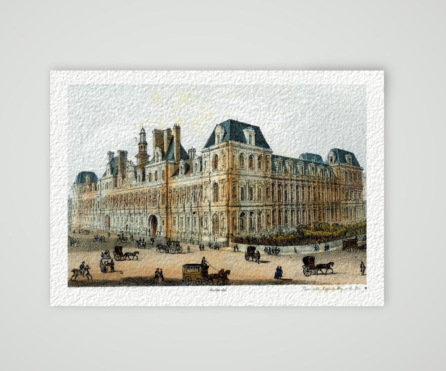 Paris, das Hôtel de Ville – Lithografie, Kunstdruck auf Hahnemühle-Büttenpapier