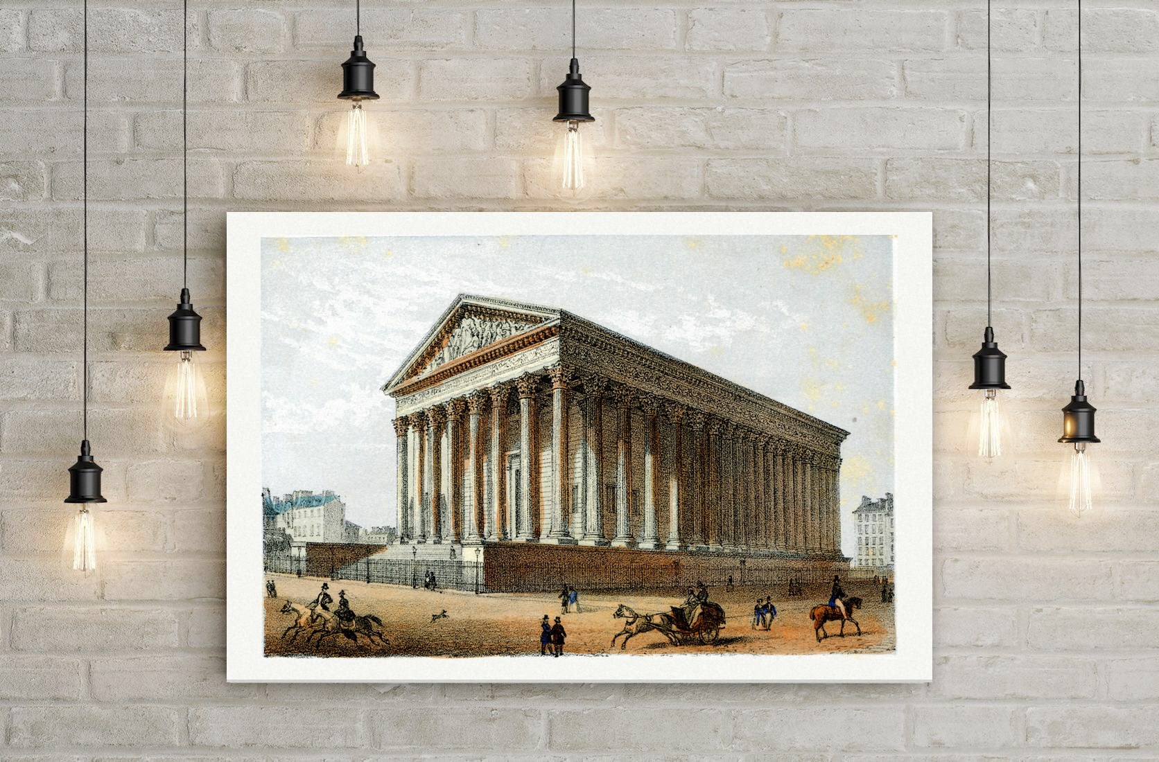 Paris, La Madeleine – Lithografie, Leinwanddruck auf Holzkeilrahmen an der Wand