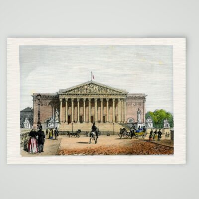 Paris, Chambre des Députés (Palais Bourbon) – Lithografie, Kunstdruck auf Leinenpapier