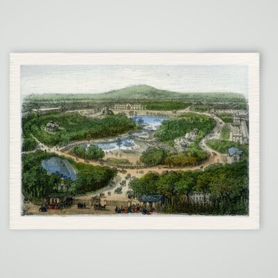 Paris, Jardin d'Acclimatation im Bois de Boulogne – Lithografie, Kunstdruck auf Leinenpapier