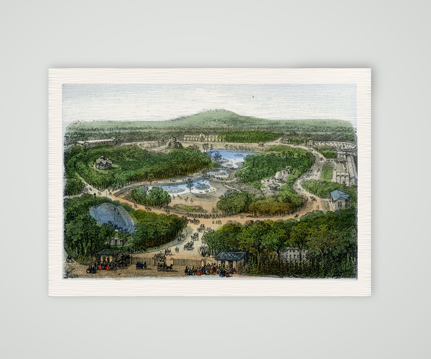 Paris, Jardin d'Acclimatation im Bois de Boulogne – Lithografie, Kunstdruck auf Leinenpapier