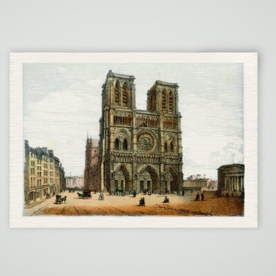 Paris, Notre-Dame – Lithografie, Kunstdruck auf Leinenpapier