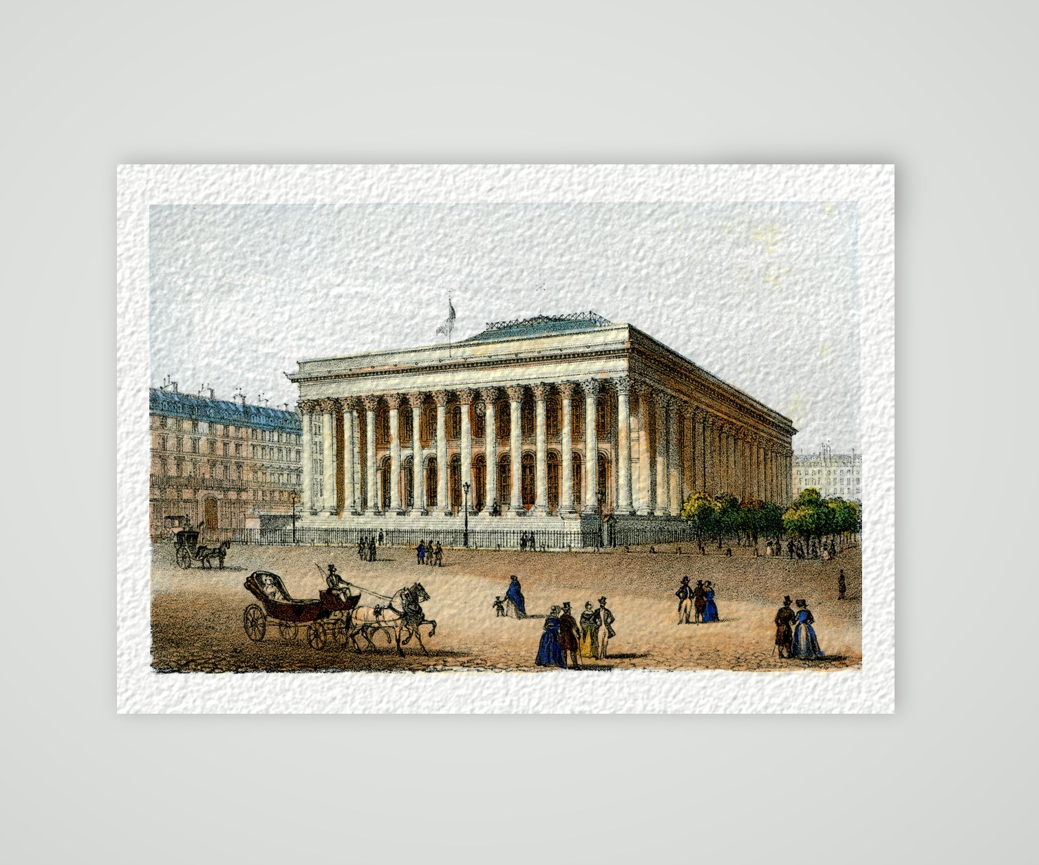 Paris, La Bourse – Lithografie, Kunstdruck auf Hahnemühle-Büttenpapier