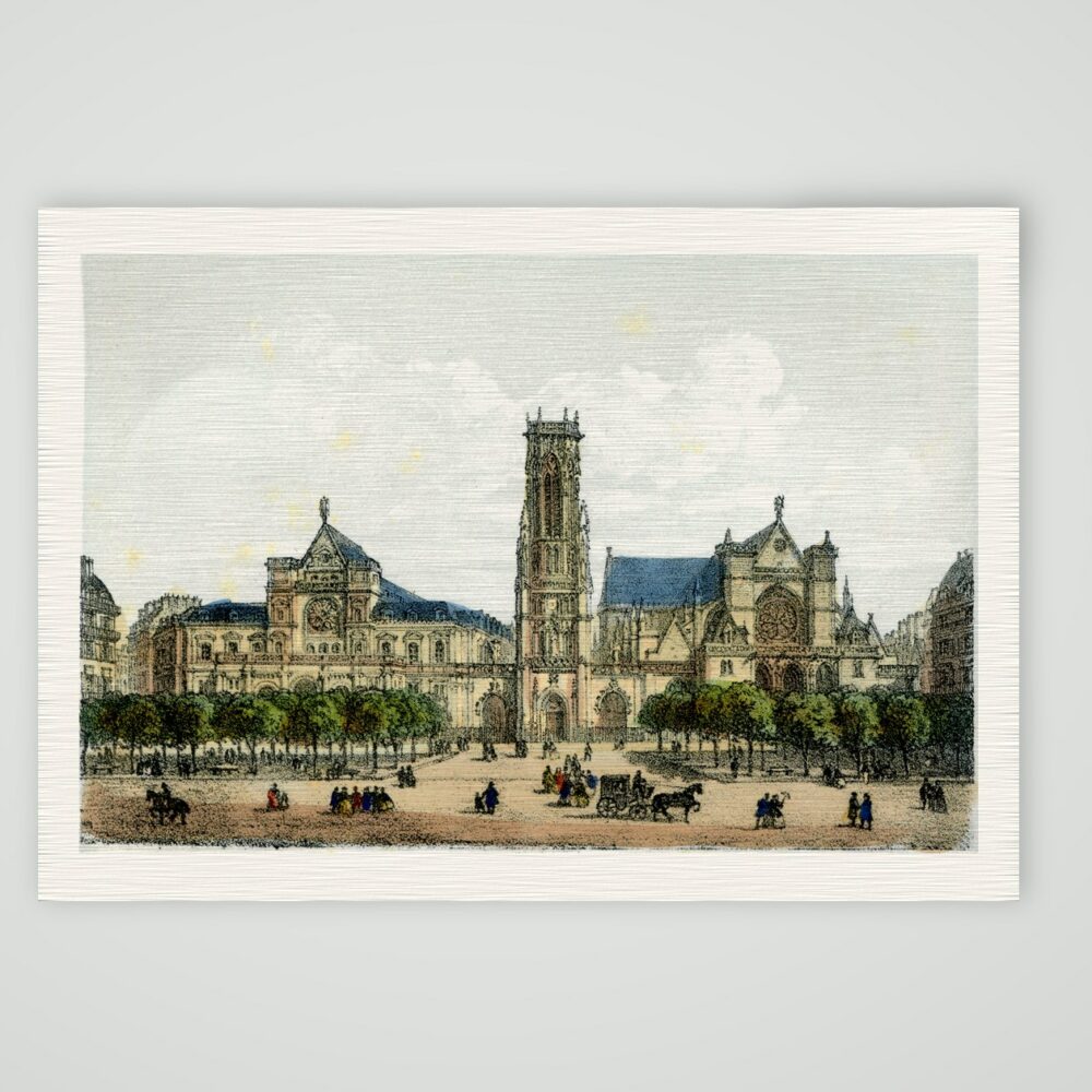 Paris, Saint-Germain-l'Auxerrois – Lithografie, Kunstdruck auf Leinenpapier