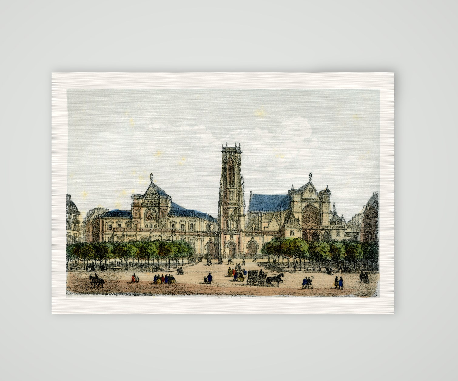 Paris, Saint-Germain-l'Auxerrois – Lithografie, Kunstdruck auf Leinenpapier