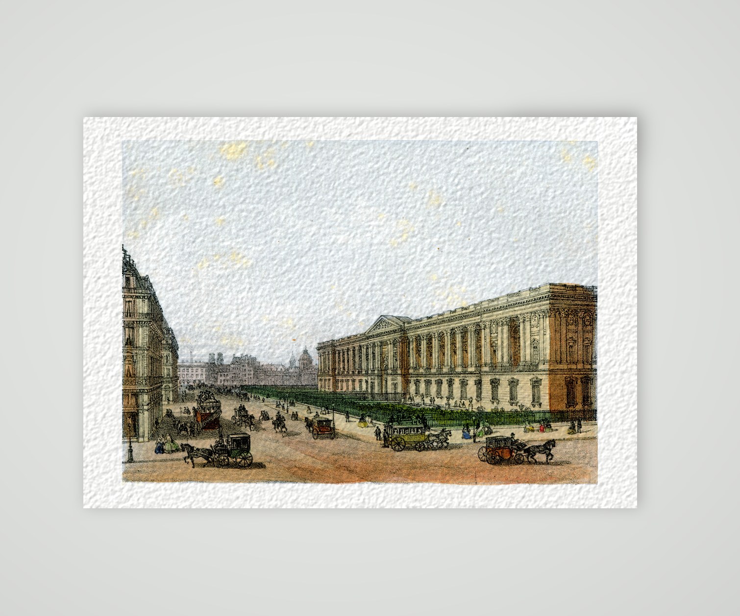 Paris, die Kolonnade des Louvre – Lithografie, Kunstdruck auf Hahnemühle-Büttenpapier