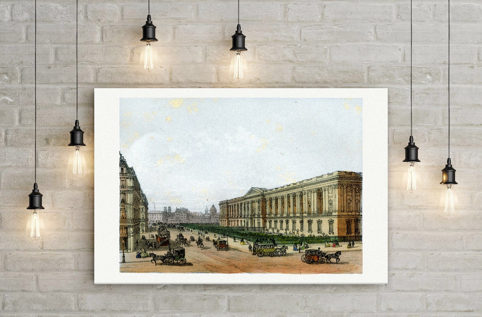 Paris, die Kolonnade des Louvre – Lithografie, Leinwanddruck auf Holzkeilrahmen an der Wand