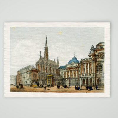 Paris, Palais de Justice und Sainte-Chapelle – Lithografie, Kunstdruck auf Leinenpapier