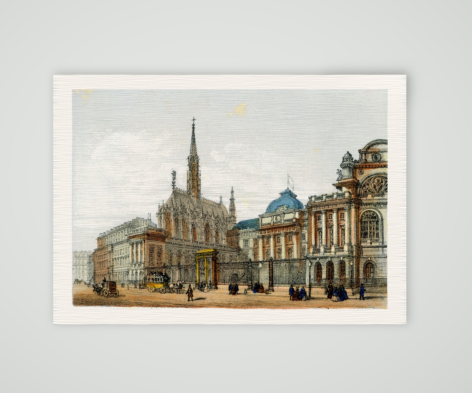 Paris, Palais de Justice und Sainte-Chapelle – Lithografie, Kunstdruck auf Leinenpapier