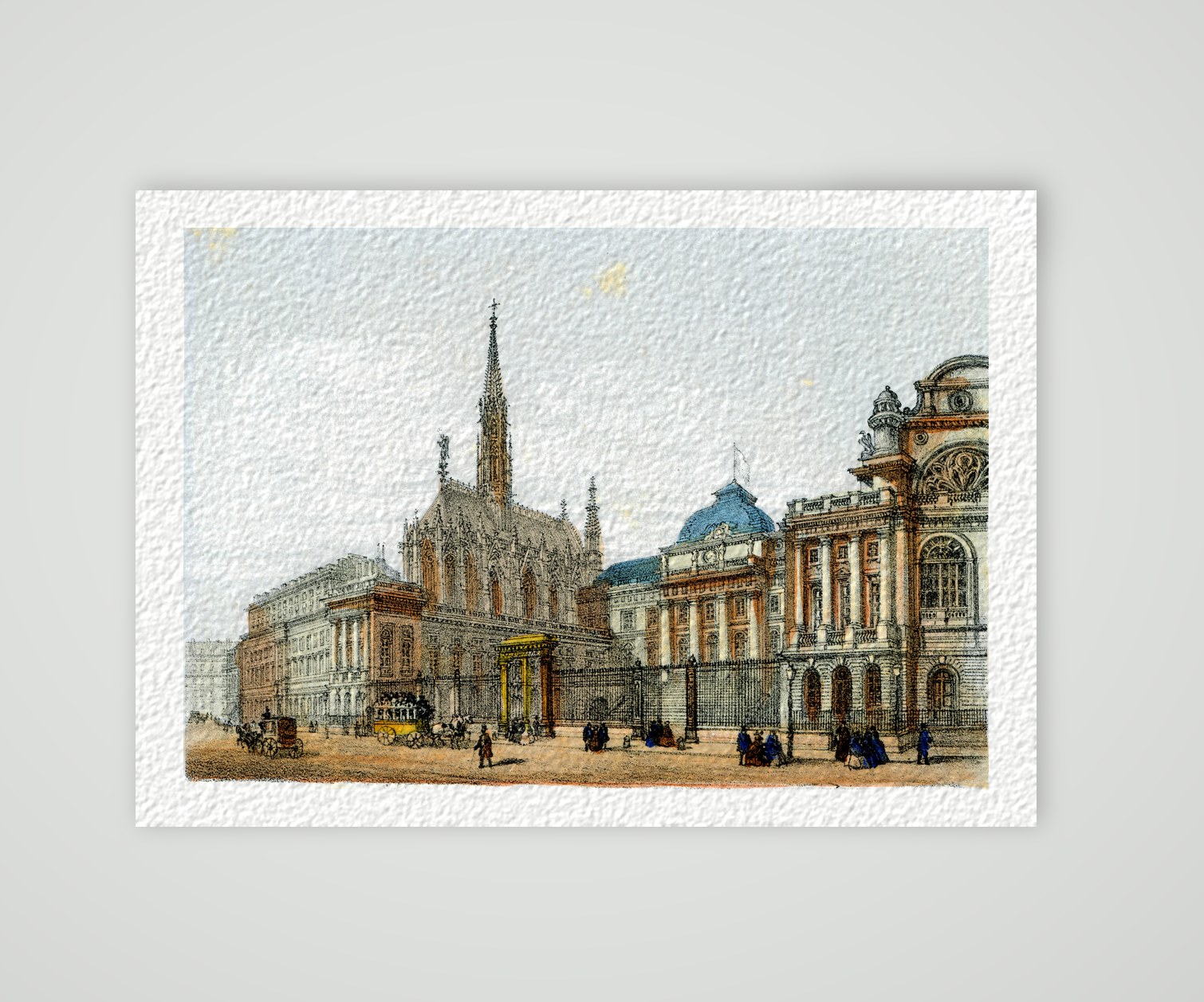 Paris, Palais de Justice und Sainte-Chapelle – Lithografie, Kunstdruck auf Hahnemühle-Büttenpapier