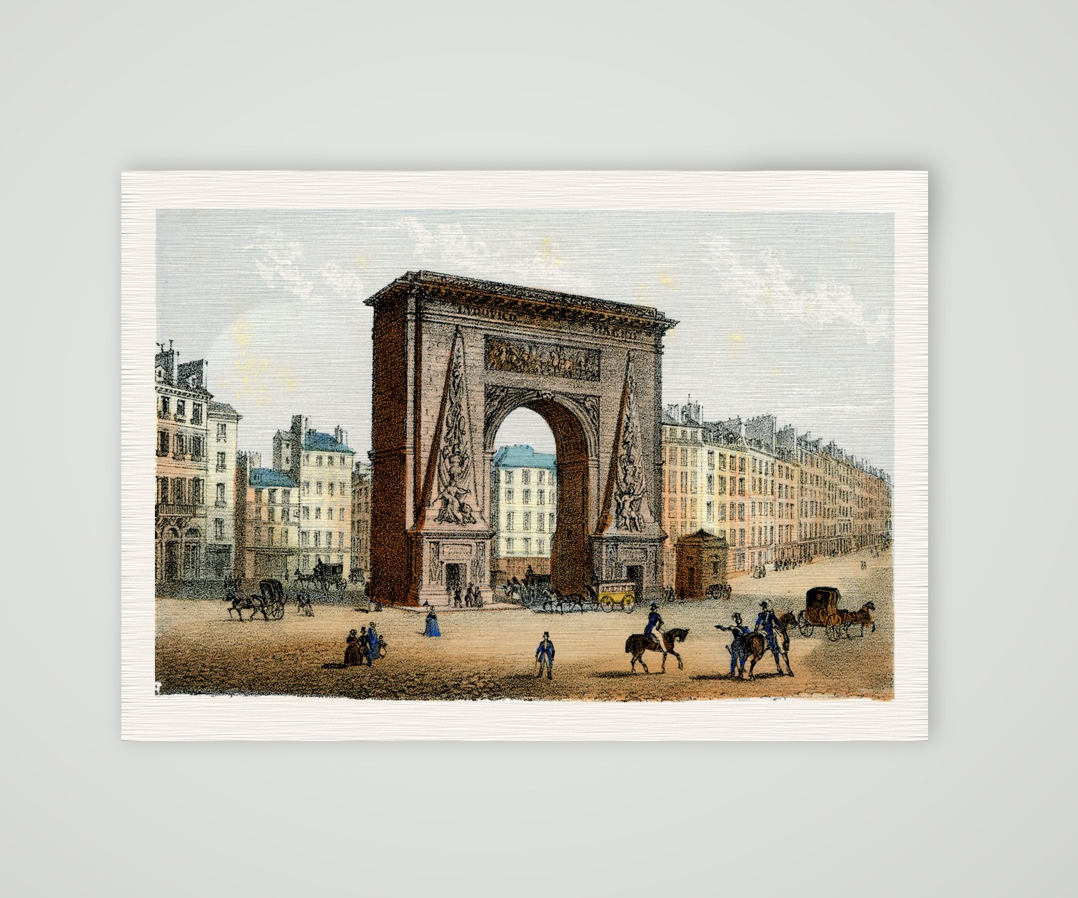 Paris, Porte Saint-Denis – Lithografie, Kunstdruck auf Leinenpapier