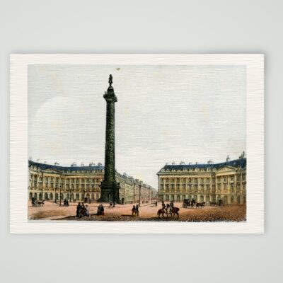 Paris, Place Vendôme mit der Vendôme-Säule – Lithografie, Kunstdruck auf Leinenpapier