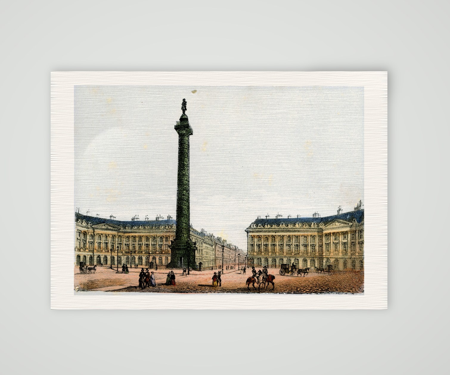 Paris, Place Vendôme mit der Vendôme-Säule – Lithografie, Kunstdruck auf Leinenpapier