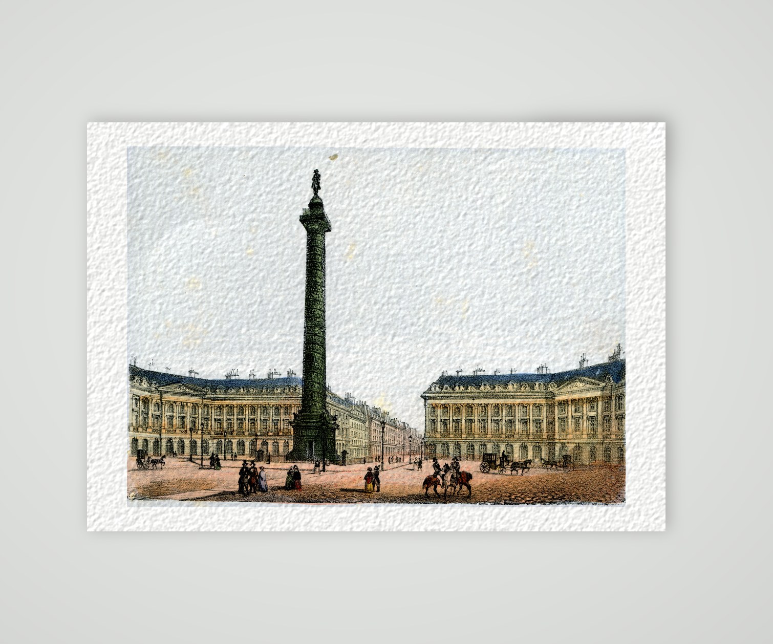Paris, Place Vendôme mit der Vendôme-Säule – Lithografie, Kunstdruck auf Hahnemühle-Büttenpapier