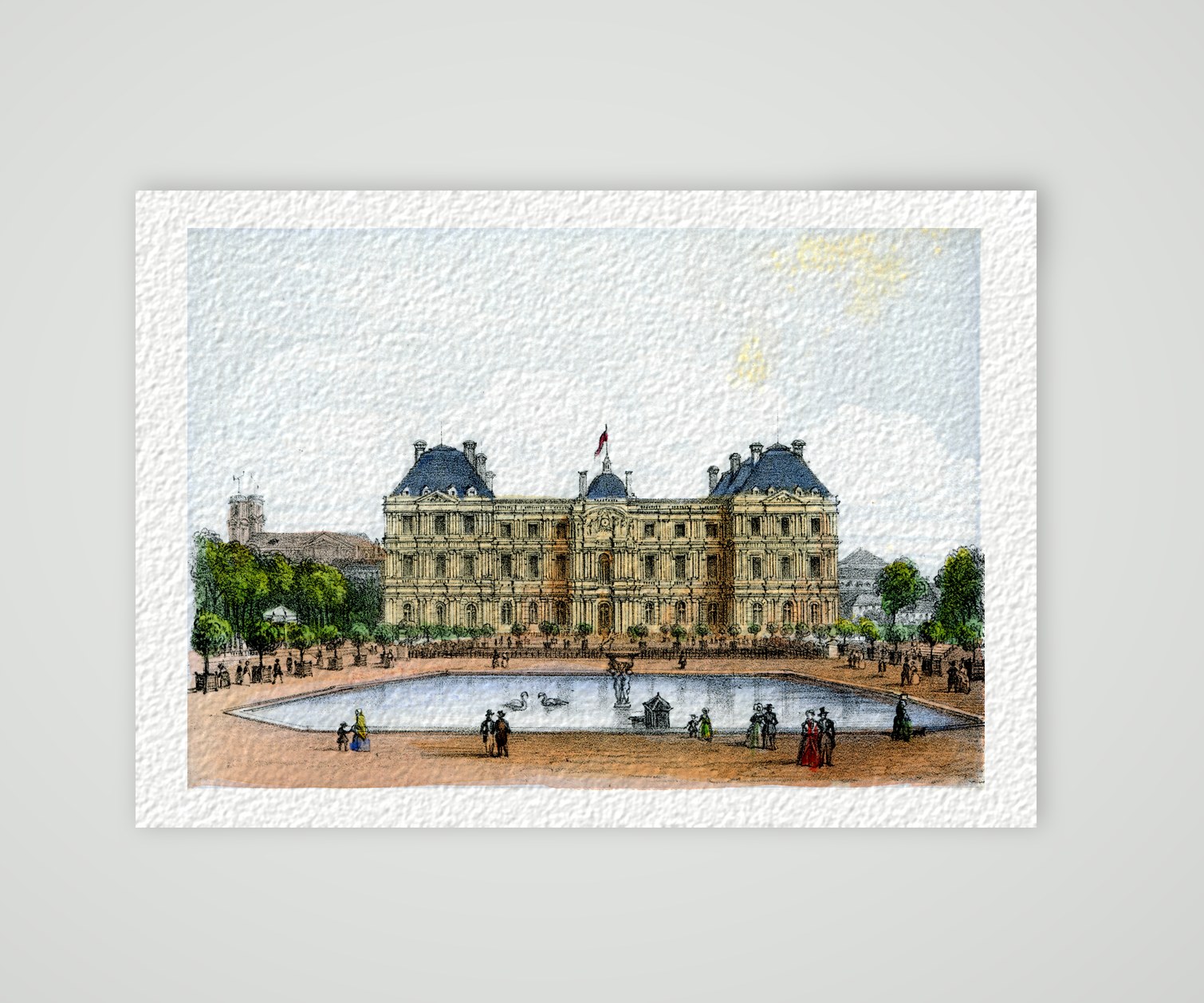 Paris, Palais du Luxembourg – Lithografie, Kunstdruck auf Hahnemühle-Büttenpapier