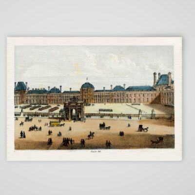 Paris, Place du Carrousel vor dem Tuilerienschloss – Lithografie, Kunstdruck auf Leinenpapier