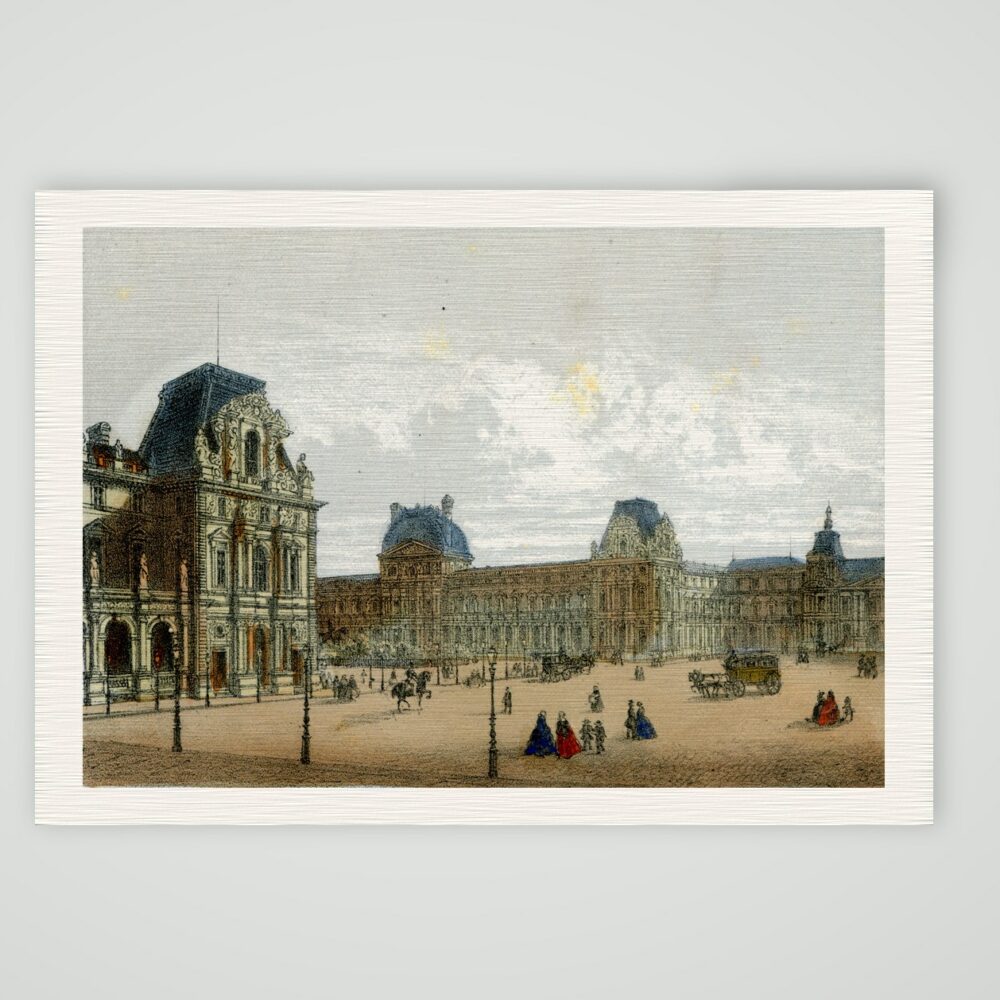Paris, die Pavillons des Neuen Louvre – Lithografie, Kunstdruck auf Leinenpapier