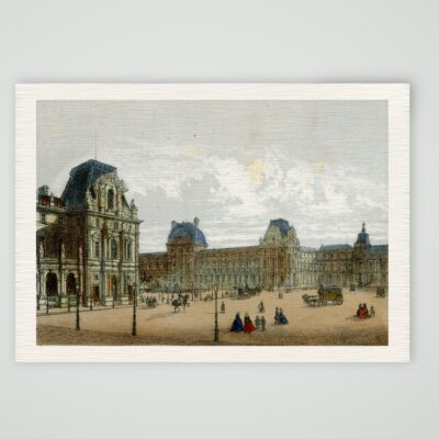 Paris, die Pavillons des Neuen Louvre – Lithografie, Kunstdruck auf Leinenpapier