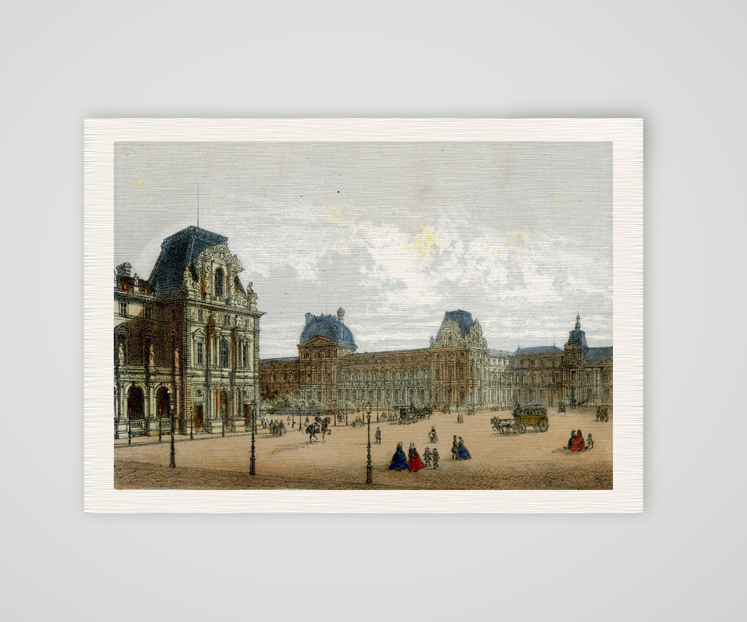 Paris, die Pavillons des Neuen Louvre – Lithografie, Kunstdruck auf Leinenpapier