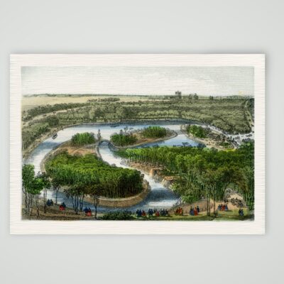 Vincennes, See im Bois de Vincennes – Lithografie, Kunstdruck auf Leinenpapier