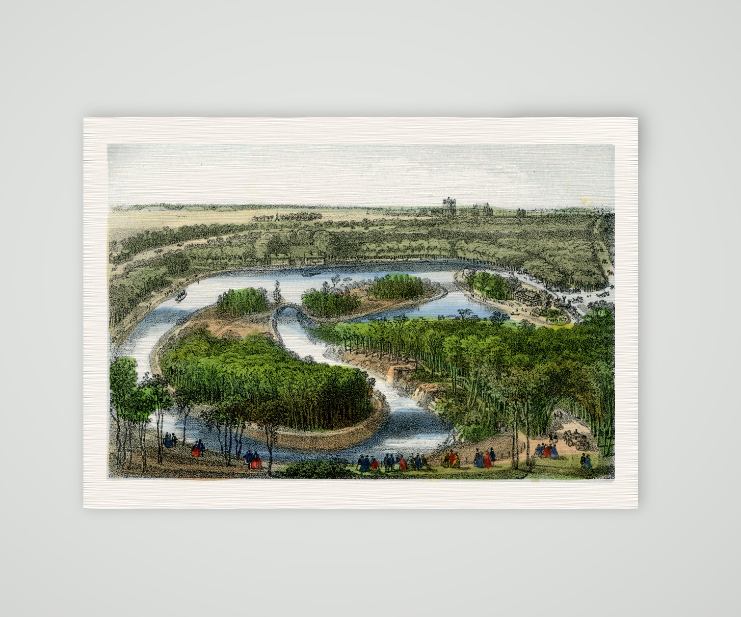 Vincennes, See im Bois de Vincennes – Lithografie, Kunstdruck auf Leinenpapier