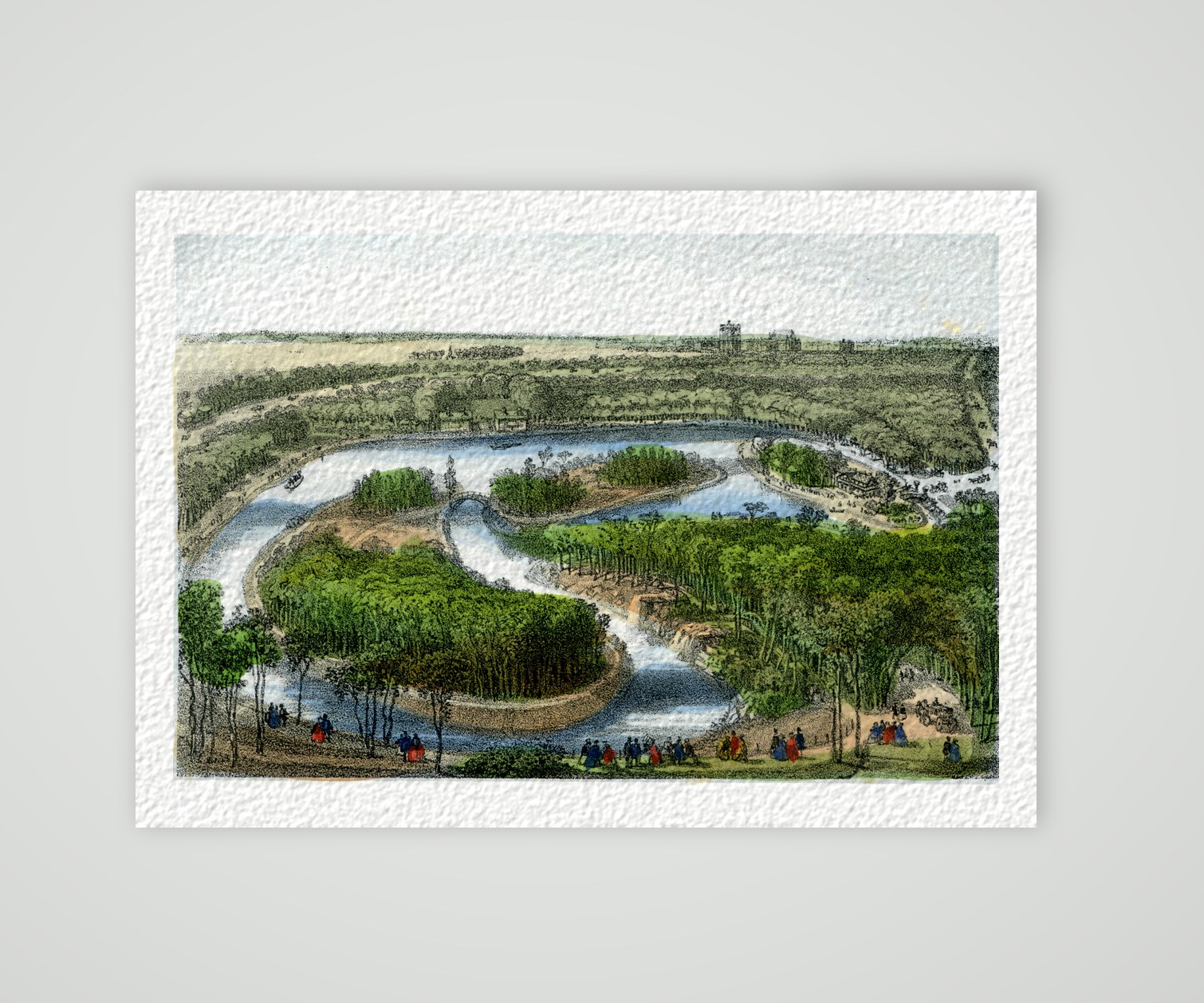 Vincennes, See im Bois de Vincennes – Lithografie, Kunstdruck auf Hahnemühle-Büttenpapier