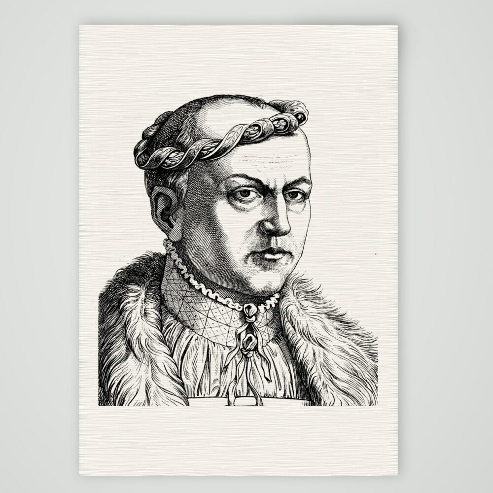 Georg der Bärtige, Herzog von Sachsen – Holzstich, Kunstdruck auf Leinenpapier