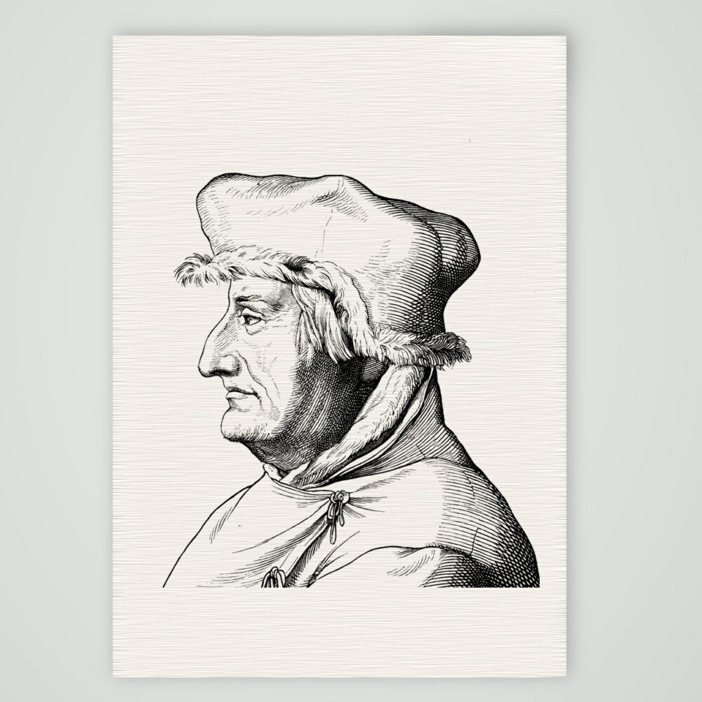 Nikolaus Kopernikus, Astronom – Holzstich, Kunstdruck auf Leinenpapier