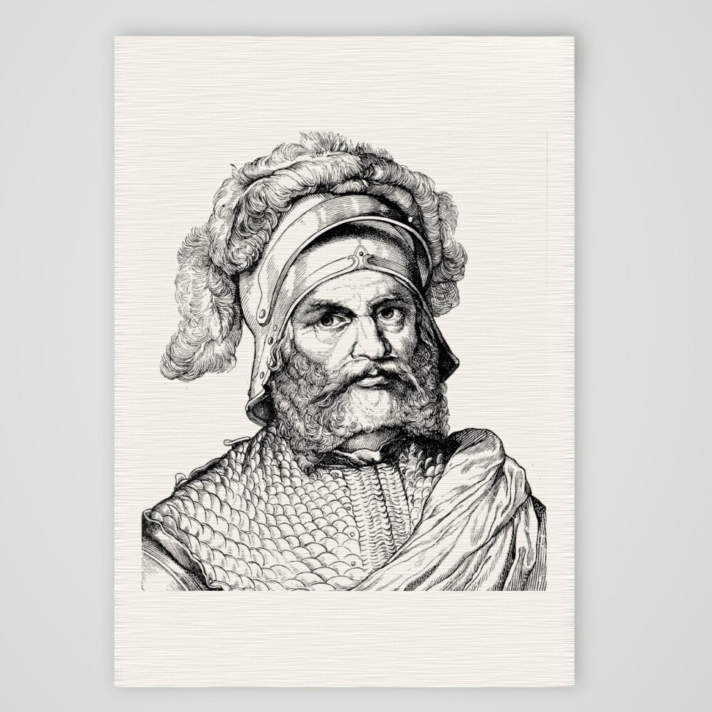 Georg von Frundsberg, Landsknechtführer – Holzstich, Kunstdruck auf Leinenpapier