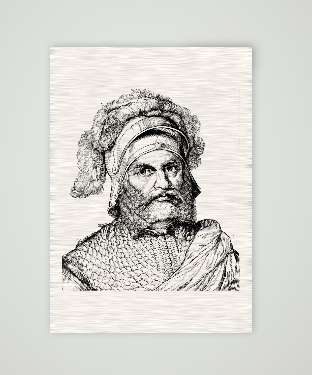 Georg von Frundsberg, Landsknechtführer – Holzstich, Kunstdruck auf Leinenpapier