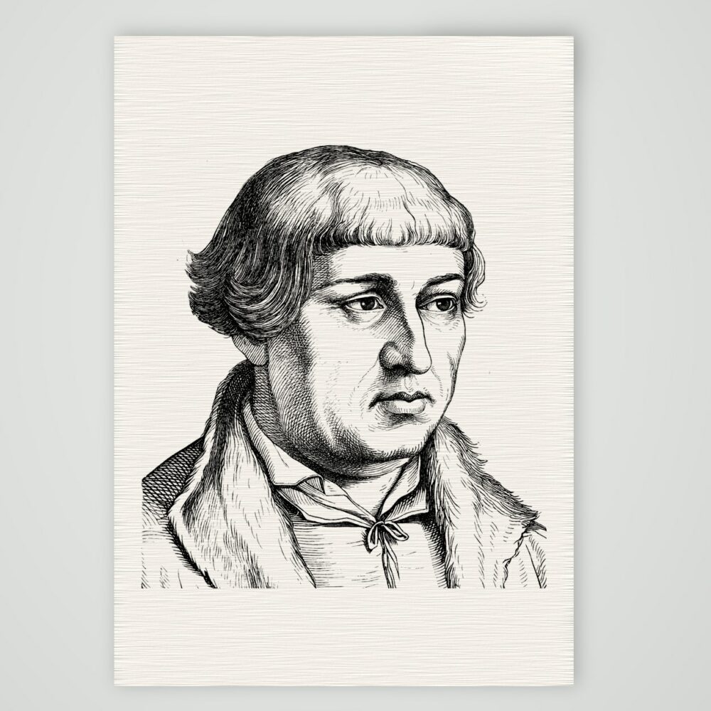 Johannes Bugenhagen (Pomeranus) – Holzstich-Bildnis – Holzstich, Kunstdruck auf Leinenpapier
